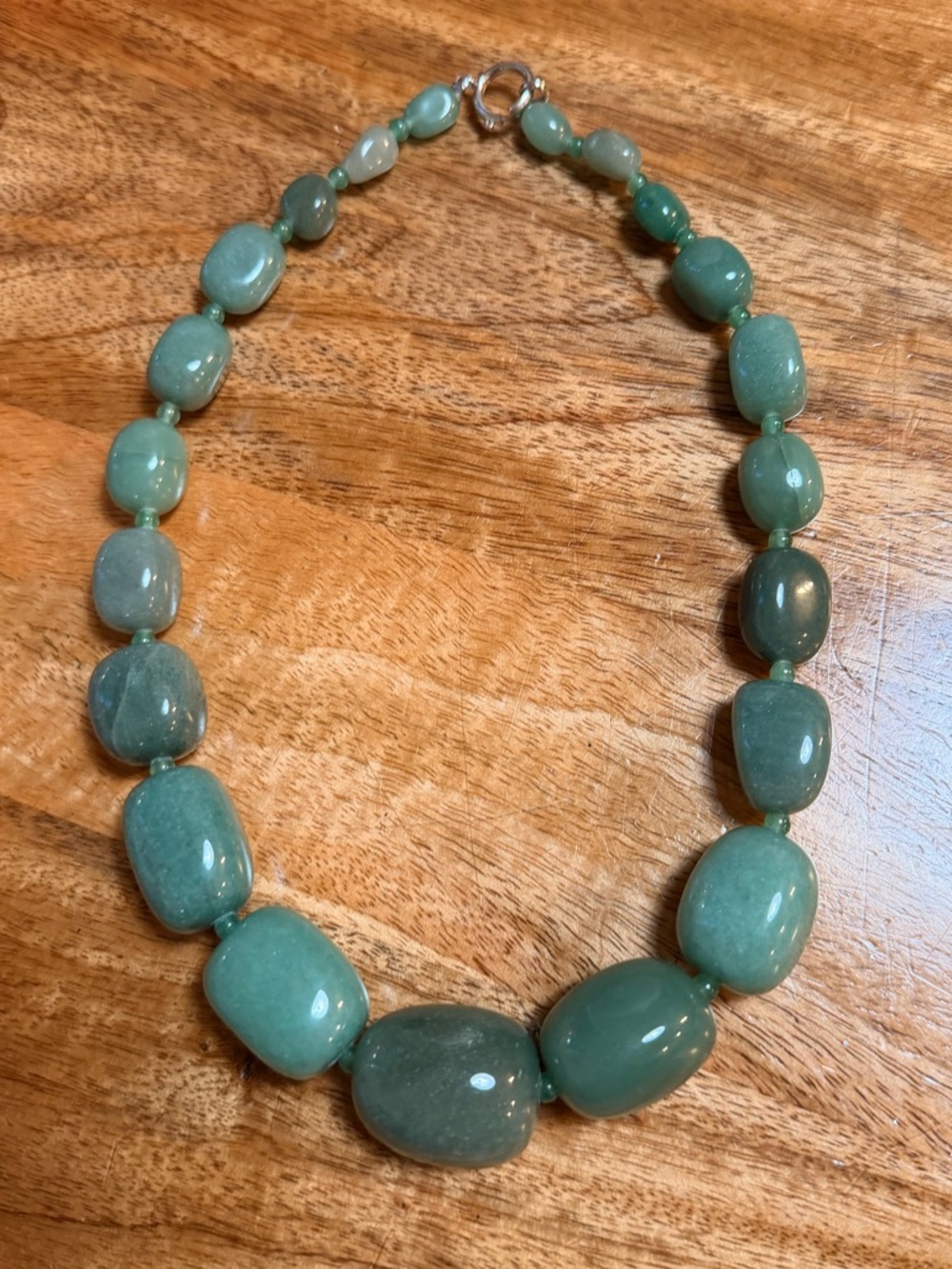 Vintage Green Aventurine Quartz Bead Necklac aka fake Jade option